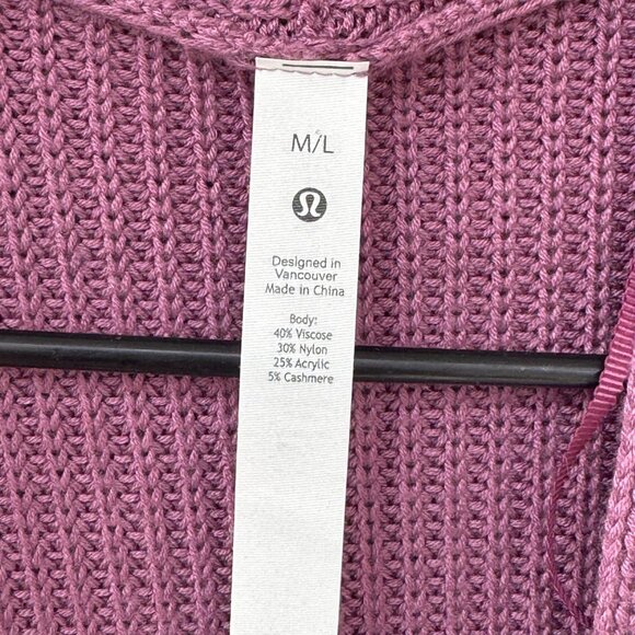 Lululemon Cashlu Sweater M/L Wrap Purple Knit Cardigan Viscose/Nylon Blend - Picture 7 of 9